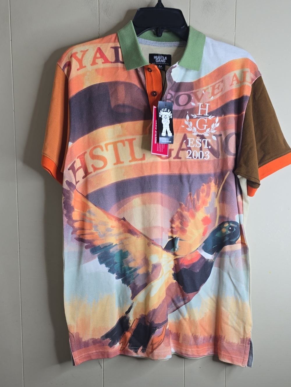 Hustle Gang HG Duck Polo Shirt Size Meduim